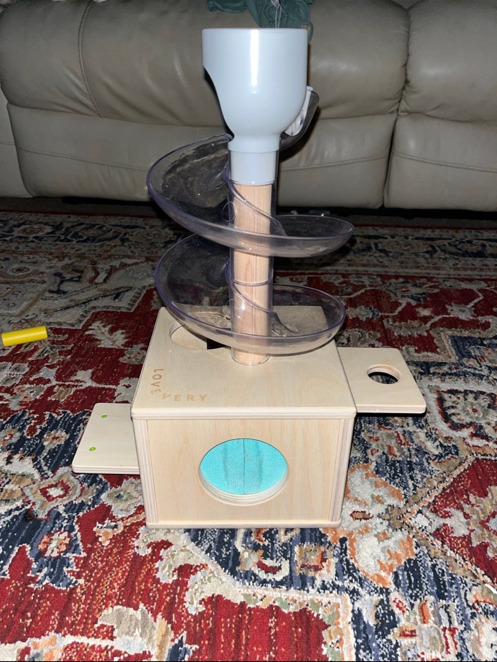 Wooden Spiral Ball Drop Toy with Teal Accent - Lovevery